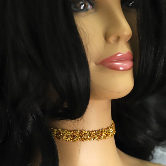 Sparkly Yellow Choker Necklace Adjustable Length Rhinestone Chokers (#35) - Picture 11 of 12